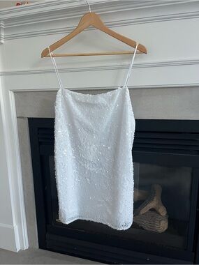 Shona Joy White Sequin Slip Dress